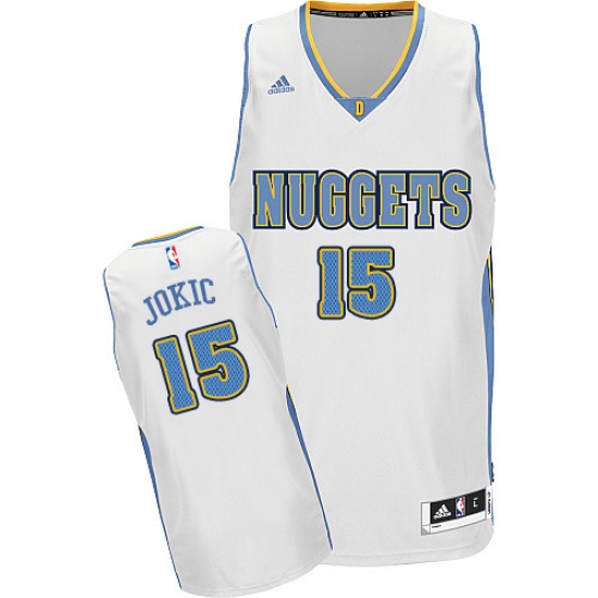 Men's Adidas Denver Nuggets #15 Nikola Jokic Swingman White Home NBA Jersey - Ujersey