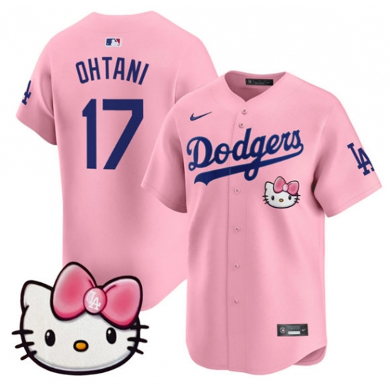Men's Los Angeles Dodgers #17 Shohei Ohtani Pink 2025 Hello Kitty Vapor Limited Stitched Baseball Jersey - Ujersey
