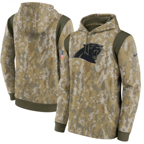 Men's Carolina Panthers Nike Camo 2021 Salute To Service Therma Performance Pullover Hoodie - Ujersey