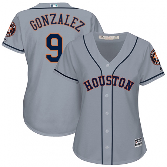 Women's Majestic Houston Astros #9 Marwin Gonzalez Authentic Grey Road Cool Base MLB Jersey - Ujersey
