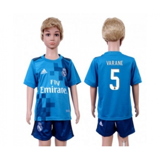 Real Madrid #5 Varane Sec Away Kid Soccer Club Jersey