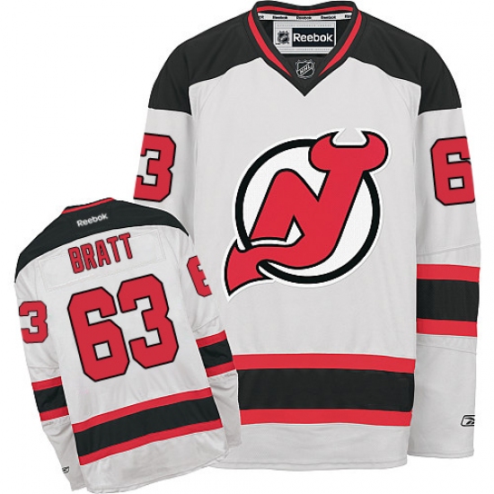 Men's Reebok New Jersey Devils #63 Jesper Bratt Authentic White Away NHL Jersey - Ujersey