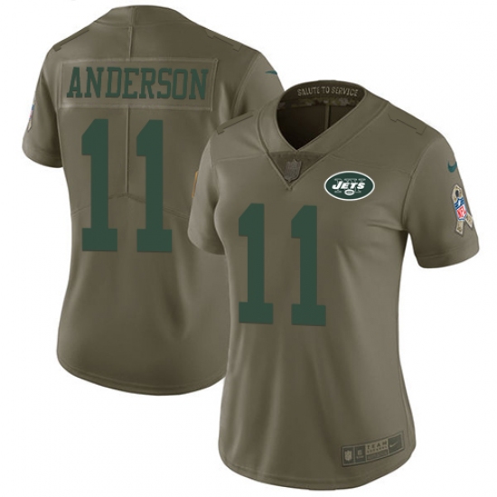 Women's Nike New York Jets #11 Robby Anderson Limited Olive 2017 Salute to Service NFL Jersey - Ujersey