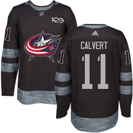 Men's Adidas Columbus Blue Jackets #11 Matt Calvert Authentic Black 1917-2017 100th Anniversary NHL Jersey