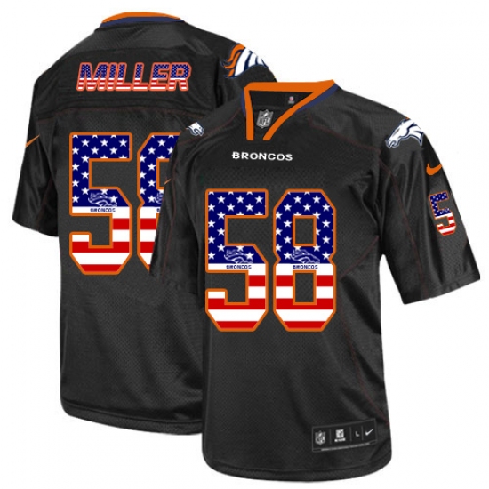 Men's Nike Denver Broncos #58 Von Miller Elite Black USA Flag Fashion NFL Jersey - Ujersey