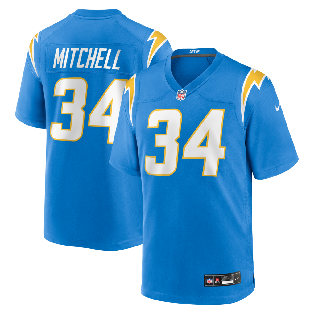 Men's Los Angeles Chargers Keaton Mitchell Nike Powder Blue Team Game Jersey - ujerseystore