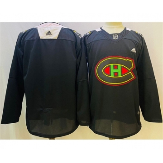 Men's Montreal Canadiens Blank 2022 Black Warm Up History Night Stitched Jersey - Ujersey