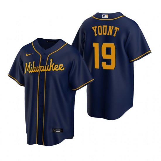 Men's Nike Milwaukee Brewers #19 Robin Yount Navy Alternate Stitched Baseball Jersey - Ujersey