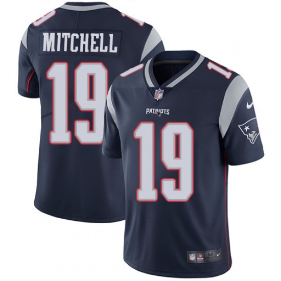 Men's Nike New England Patriots #19 Malcolm Mitchell Navy Blue Team Color Vapor Untouchable Limited Player NFL Jersey - Ujersey