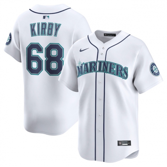 Men's Seattle Mariners #68 George Kirby White Home Limited Stitched Baseball Jersey - Ujersey