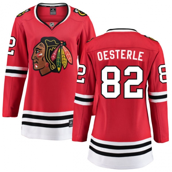 Women's Chicago Blackhawks #82 Jordan Oesterle Fanatics Branded Red Home Breakaway NHL Jersey - Ujersey