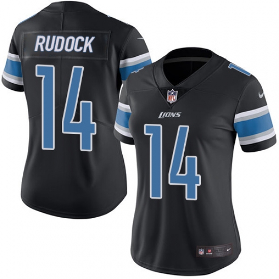 Women's Nike Detroit Lions #14 Jake Rudock Limited Black Rush Vapor Untouchable NFL Jersey - Ujersey