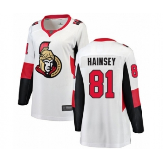 Women's Ottawa Senators #81 Ron Hainsey Fanatics Branded White Away Breakaway Hockey Jersey - Ujersey
