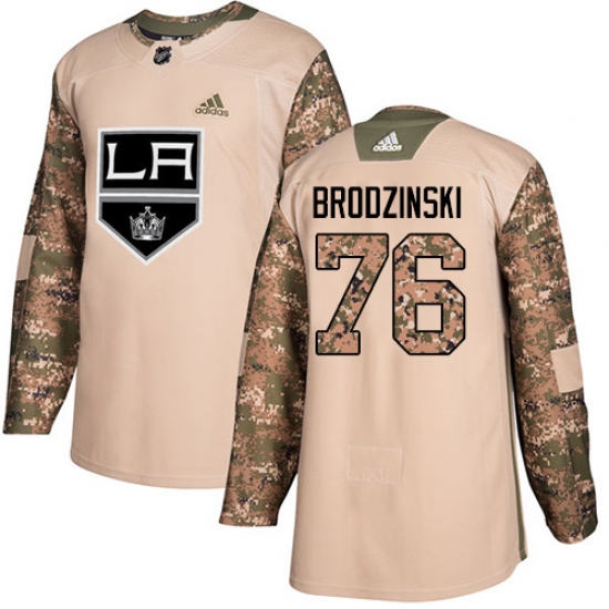 Youth Adidas Los Angeles Kings #76 Jonny Brodzinski Authentic Camo Veterans Day Practice NHL Jersey - Ujersey