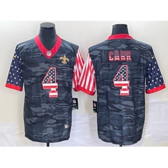 Men's New Orleans Saints #4 Derek Carr USA Camo 2020 Salute To Service Stitched NFL Nike Limited Jersey - Ujersey