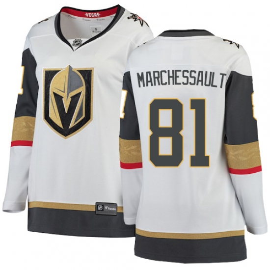 Women's Vegas Golden Knights #81 Jonathan Marchessault Authentic White Away Fanatics Branded Breakaway NHL Jersey - Ujersey