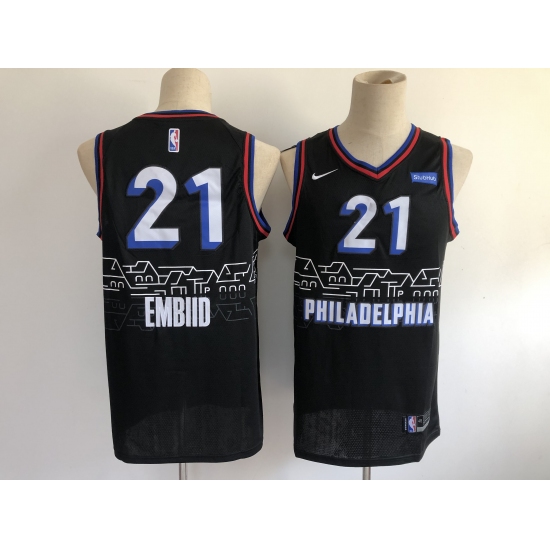 Men's Philadelphia 76ers #21 Joel Embiid Nike Black 2020-21 Swingman Jersey