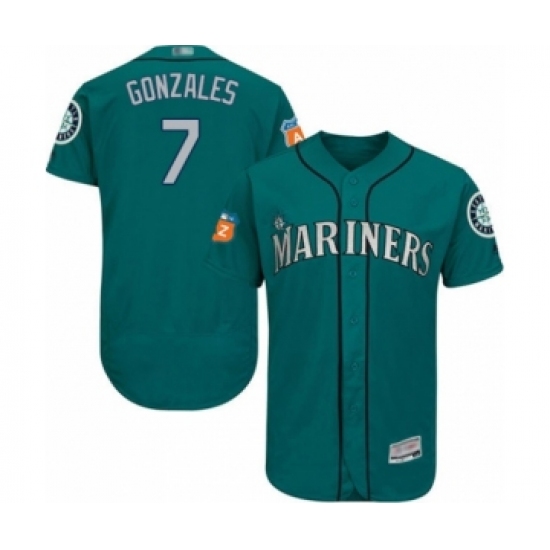 Men's Seattle Mariners #7 Marco Gonzales Teal Green Alternate Flex Base Authentic Collection Baseball Player Jersey