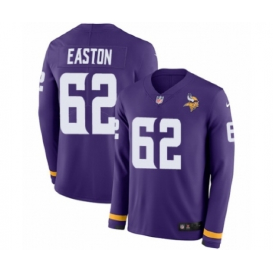 Men's Nike Minnesota Vikings #62 Nick Easton Limited Purple Therma Long Sleeve NFL Jersey - Ujersey