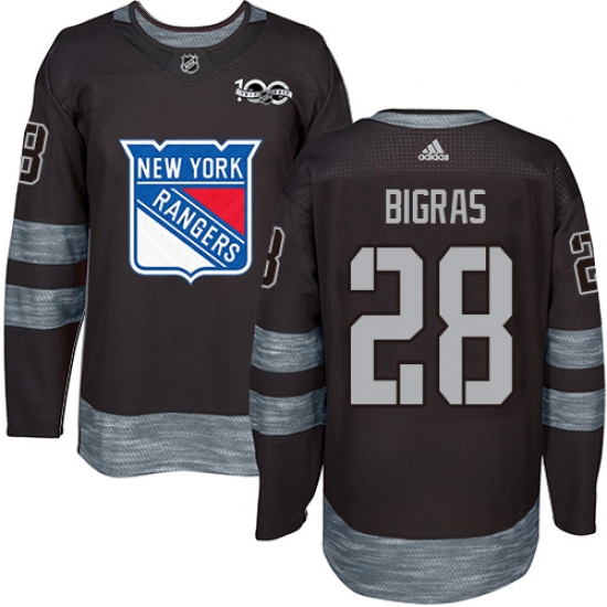Men's Adidas New York Rangers #28 Chris Bigras Authentic Black 1917-2017 100th Anniversary NHL Jersey - Ujersey