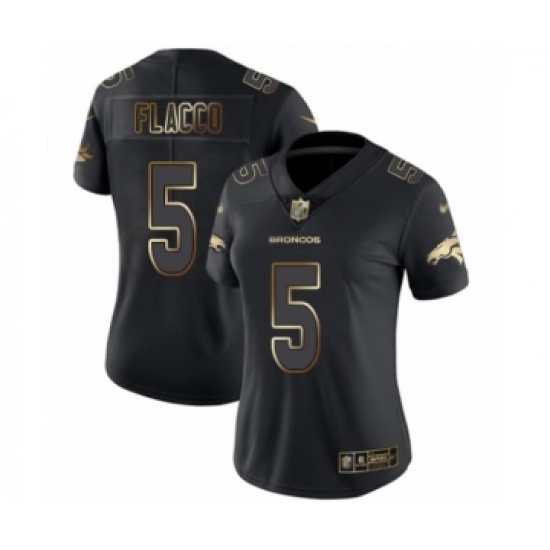 Women's Denver Broncos #5 Joe Flacco Black Gold Vapor Untouchable Limited Football Jersey - Ujersey