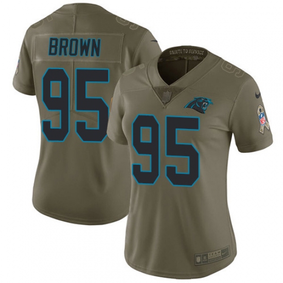 Women's Carolina Panthers #95 Derrick Brown Olive Stitched NFL Limited 2017 Salute To Service Jersey - Ujersey