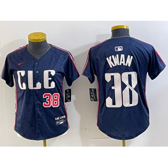 Women's Cleveland Guardians #38 Steven Kwan Number Navy 2024 City Connect Limited Stitched Jersey - Ujersey