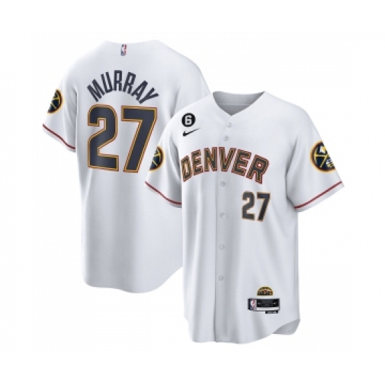 Men's Denver Nuggets #27 Jamal Murray White With No.6 Cool Base Stitched Jersey - Ujersey