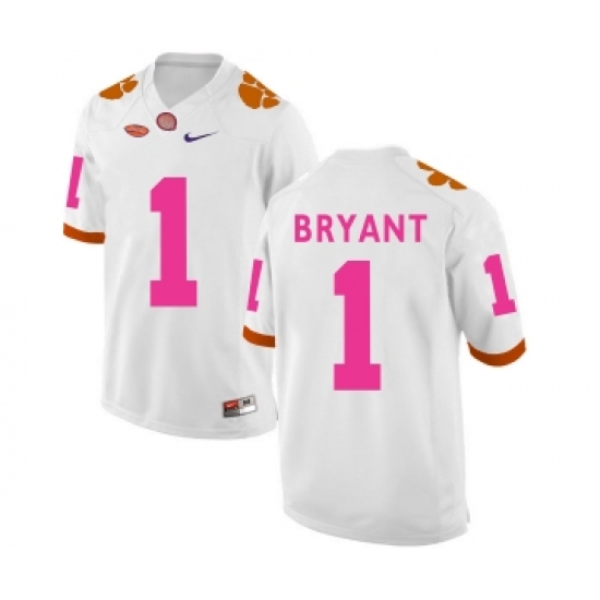 Clemson Tigers 1 Kelly Bryant White 2018 Breast Cancer Awareness College Football Jersey - Ujersey