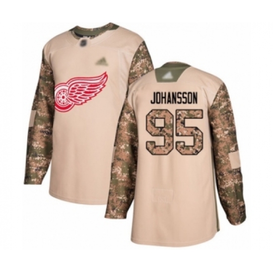 Men's Detroit Red Wings #95 Albert Johansson Authentic Camo Veterans Day Practice Hockey Jersey - Ujersey