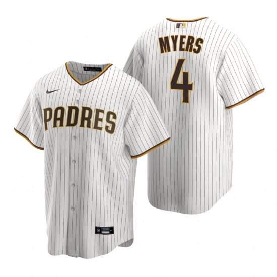 Men's Nike San Diego Padres #4 Wil Myers White Brown Home Stitched Baseball Jersey - Ujersey