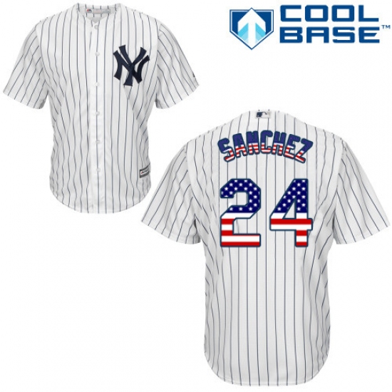 Men's Majestic New York Yankees #24 Gary Sanchez Authentic White USA Flag Fashion MLB Jersey - Ujersey