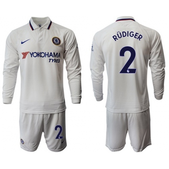 Chelsea #2 Rudiger Away Long Sleeves Soccer Club Jersey