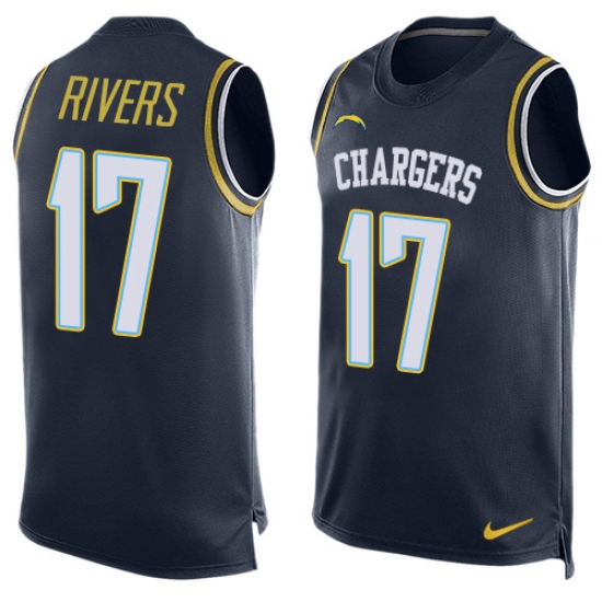 Men's Nike Los Angeles Chargers #17 Philip Rivers Limited Navy Blue Player Name & Number Tank Top NFL Jersey - Ujersey