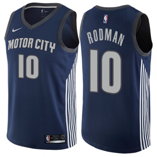 Youth Nike Detroit Pistons #10 Dennis Rodman Swingman Navy Blue NBA Jersey - City Edition - Ujersey