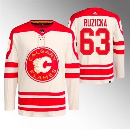 Men's Calgary Flames #63 Adam Ruzicka 2023 Cream Heritage Classic Primegreen Stitched Jersey - Ujersey