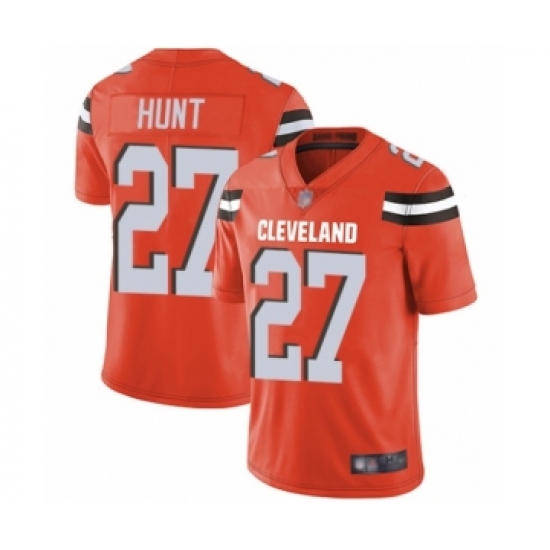 Men's Cleveland Browns #27 Kareem Hunt Orange Alternate Vapor Untouchable Limited Player Football Jersey - Ujersey