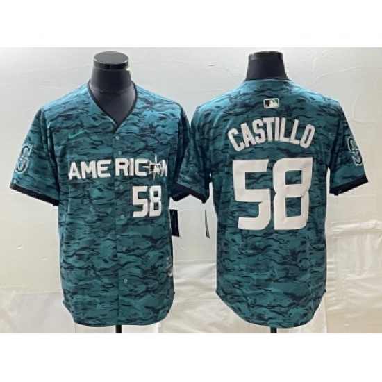 Men's Nike Seattle Mariners #58 Diego Castillo Number Teal 2023 All Star Stitched Baseball Jersey - Ujersey