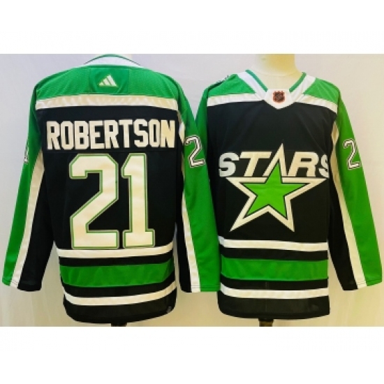 Men's Dallas Stars #21 Jason Robertson Black 2022 Reverse Retro Authentic Jersey - Ujersey