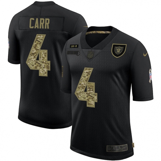 Men's Oakland Raiders #4 Derek Carr Camo 2020 Salute To Service Limited Jersey
