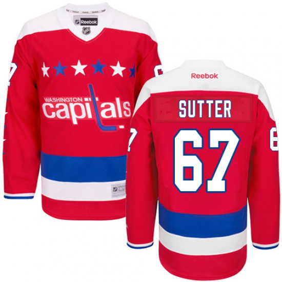 Men's Reebok Washington Capitals #67 Riley Sutter Authentic Red Third NHL Jersey - Ujersey