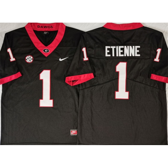 Men's Georgia Bulldogs #1 Trevor Etienne Black Stitched Jersey - Ujersey