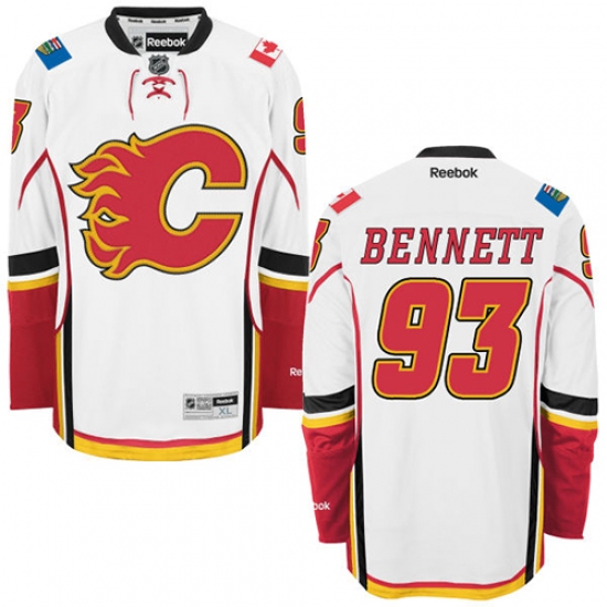 Men's Reebok Calgary Flames #93 Sam Bennett Authentic White Away NHL Jersey - Ujersey