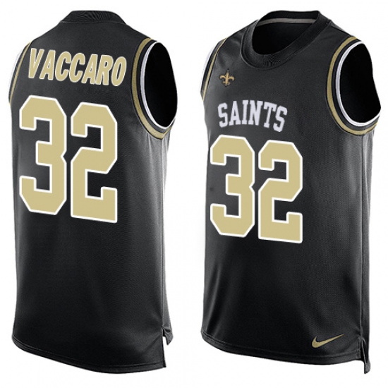 Men's Nike New Orleans Saints #32 Kenny Vaccaro Limited Black Player Name & Number Tank Top NFL Jersey - Ujersey
