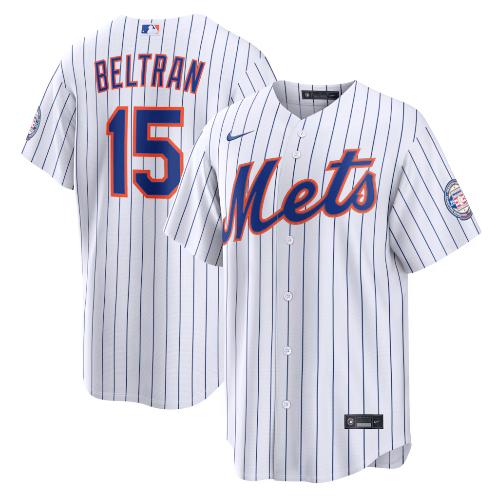 Men's New York Mets Carlos Beltran Nike White Home Replica 2026 Hall of Fame Patch Jersey - Ujersey