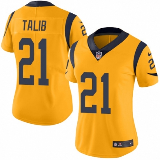 Women's Nike Los Angeles Rams #21 Aqib Talib Limited Gold Rush Vapor Untouchable NFL Jersey - Ujersey