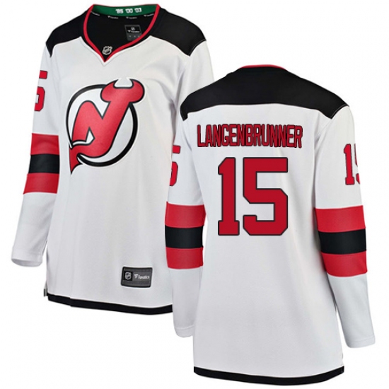 Women's New Jersey Devils #15 Jamie Langenbrunner Fanatics Branded White Away Breakaway NHL Jersey - Ujersey