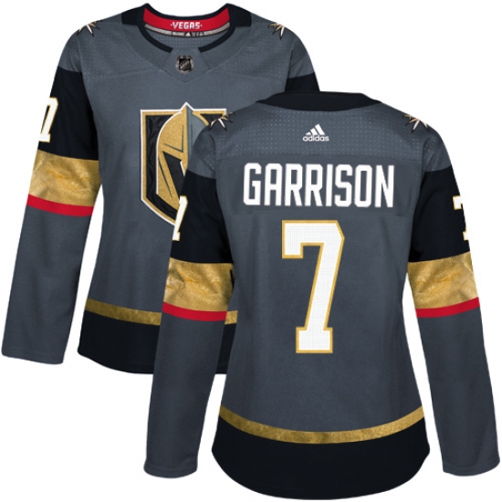 Women's Adidas Vegas Golden Knights #7 Jason Garrison Authentic Gray Home NHL Jersey - Ujersey