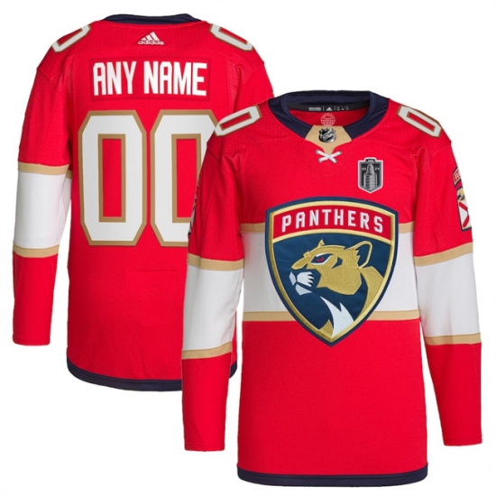 Men's Florida Panthers Custom Red 2024 Stanley Cup Final Patch Stitched Jersey - Ujersey