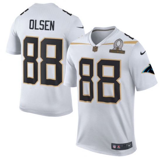 Men's Nike Carolina Panthers #88 Greg Olsen Elite White Team Rice 2016 Pro Bowl NFL Jersey - Ujersey